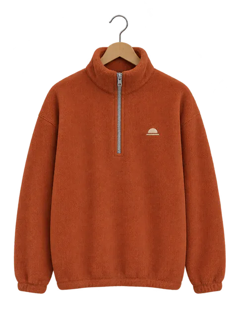 Jebel Quarter-Zip in Terracotta, front